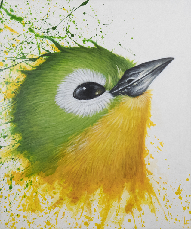 peinture- little green bird -florian labaye